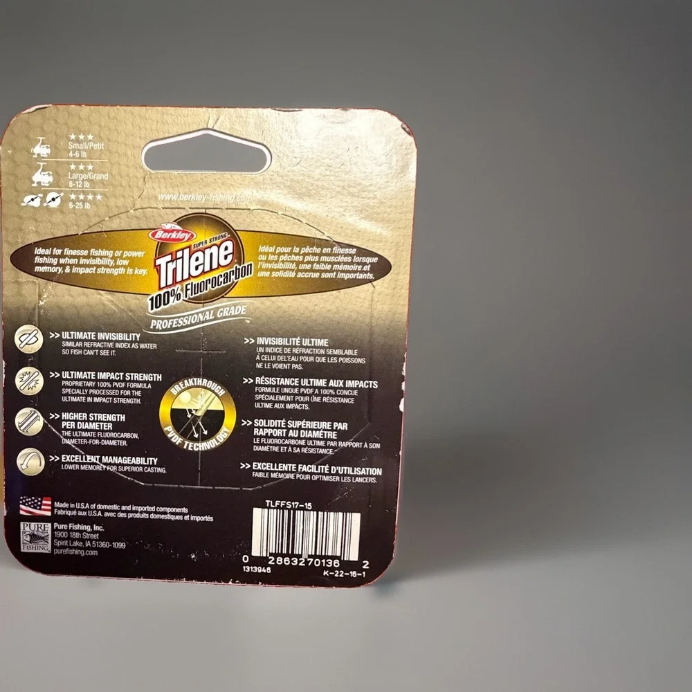 New Berkley Trilene 100% Fluorocarbon Fishing Line 17lb 200YD  